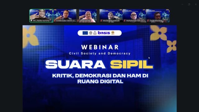 Webinar bertema "Suaa Sipil: Kritik Demokrasi dan HAM di Ruang Digital", yang diselenggarakan Kolaborator BASIS Kalimantan Selatan bersama ULM Banjarmasin secara daring, Kamis (18/6/2026).
